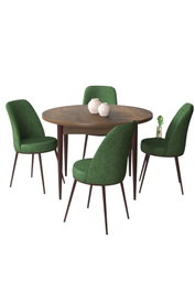Hanah Home Juego de Mesa y Sillas de Comedor Baroque, Khaki - 5 Piezas